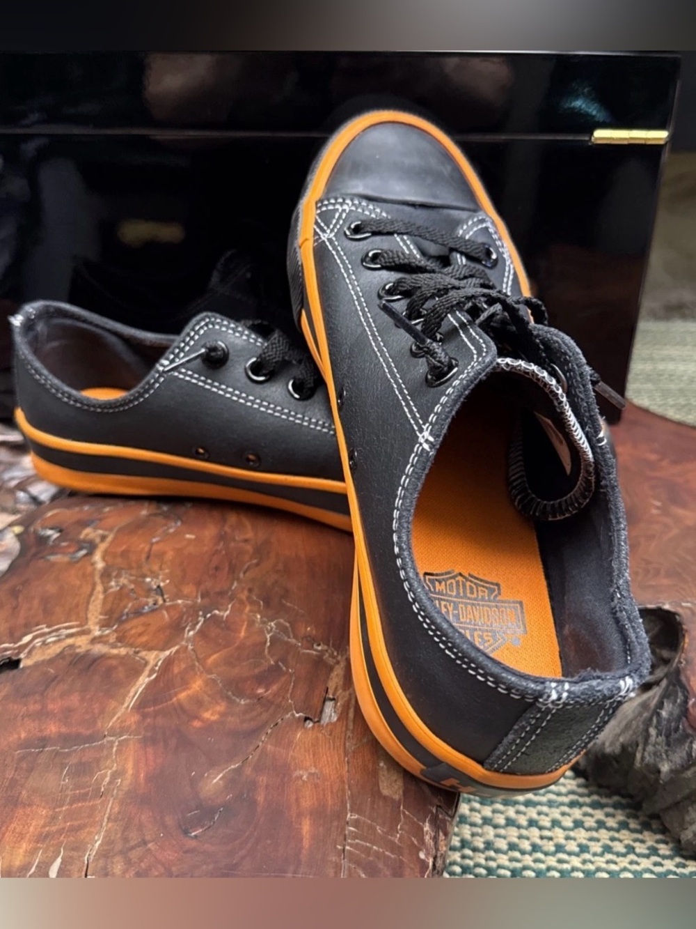 Harley-Davidson Women’s Black Orange Low Top Sneakers Size 8.5